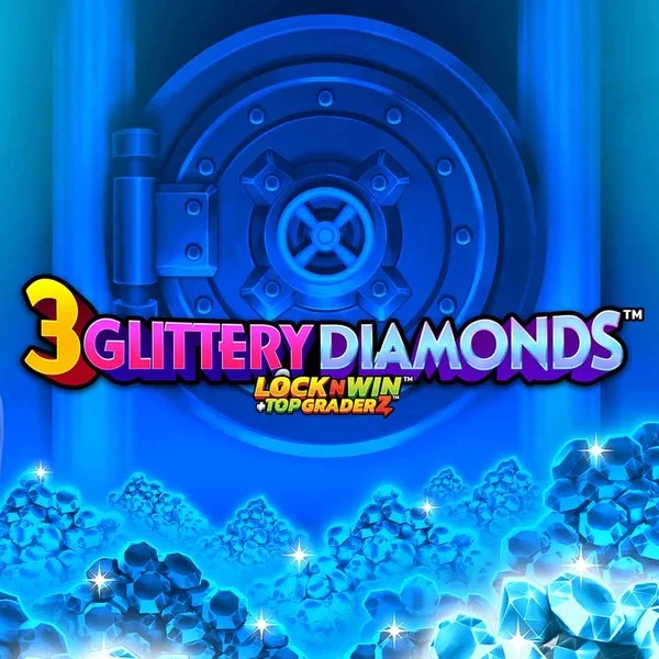 3 Glittery Diamonds slot logo by PearFiction Studios at Pribet Casino3 Glittery Diamonds